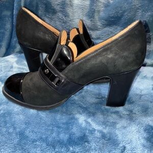 John Fluevog brushed suede Elegant Black Women's Heels